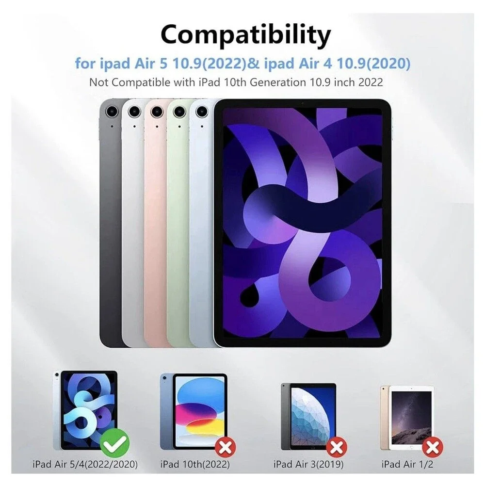For iPad Air 5 10.9'' inch Case And Tempered Glass Screen Protector